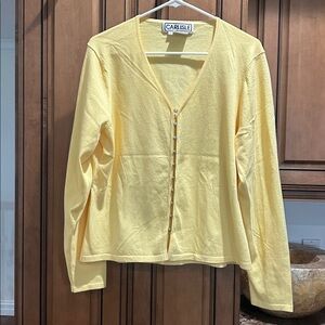 Carlisle Women's Yellow sweater button down Cardigan Top